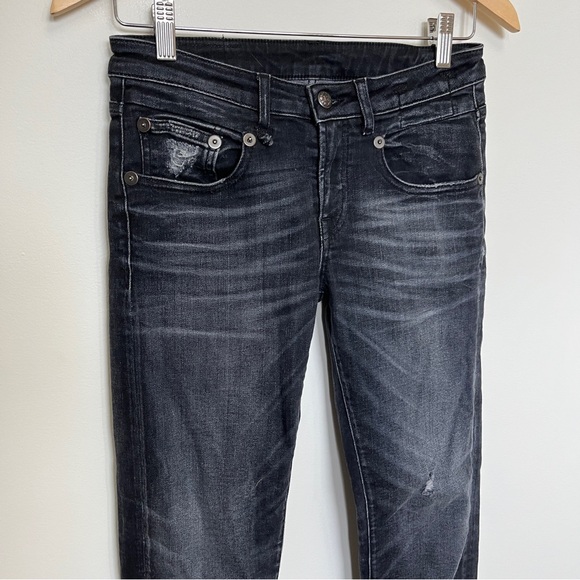 R13 Boy Straight Distressed Jean in Black Size 25 - Picture 2 of 6